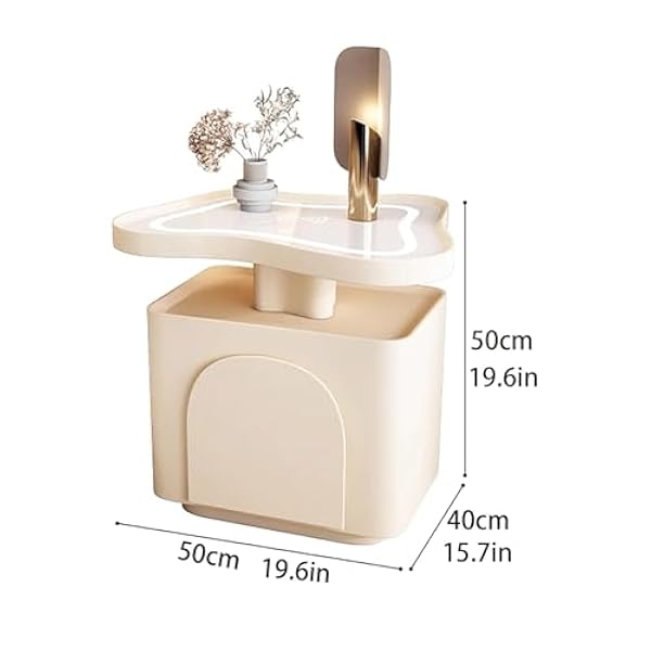 Nachtkastje met 1 lade, led-bijzettafels, slim creatief cloud-nachtkastje met 2 USB-poorten en draadloos opladen, nachtkastje